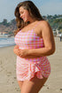 Pink Plus Size Plaid Print High Waist Bikini Set
